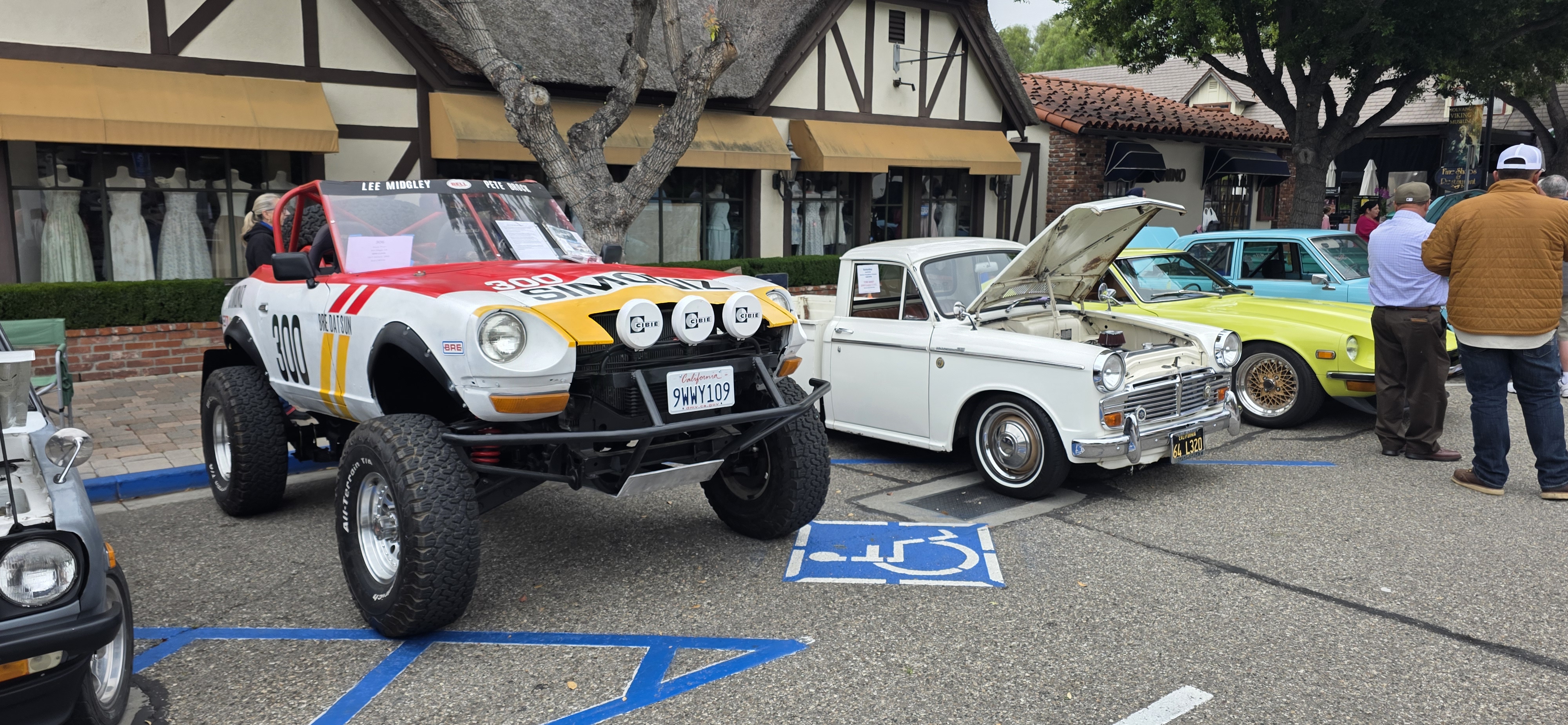 Vintage Japanese cars in downtown Solvang